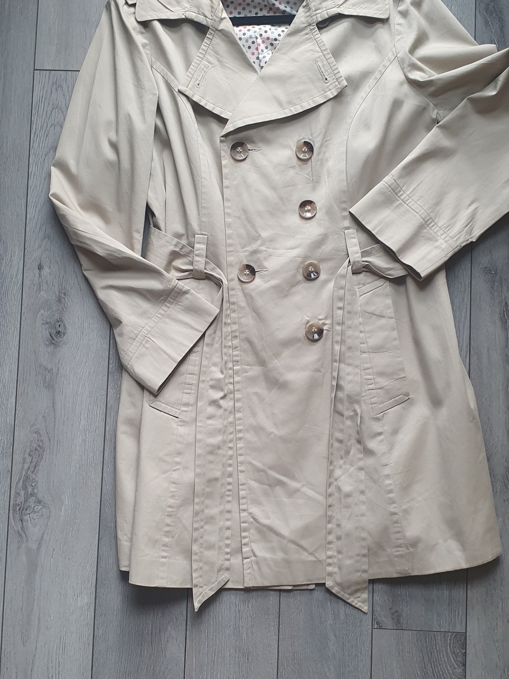Beige Double-Breasted Women's Trench Coat